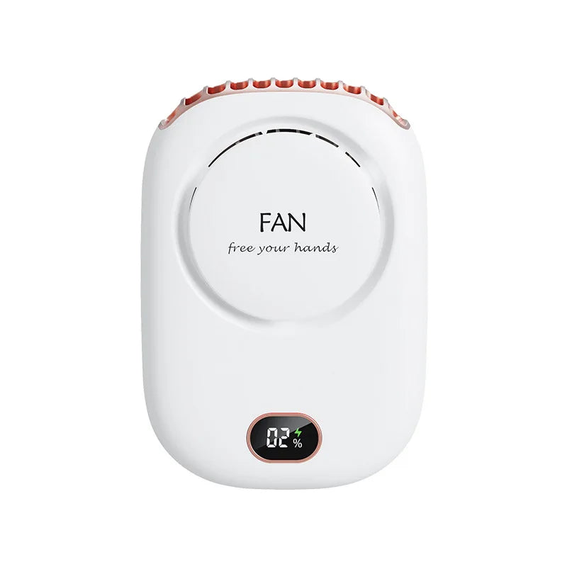 1800mAh USB Fan Rechargeable Bladeless Neck Fan Portable Mini Cooling Cooler Fan for Outdoor Sports Travel Wearable Waist Fan