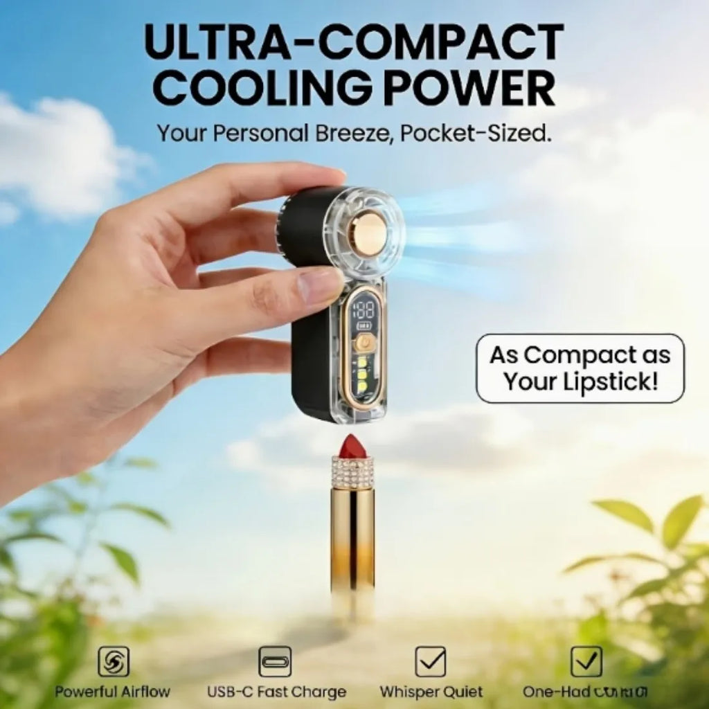 2026 New Mini Handheld Fan, 100 Speed Turbo Wind Gun, USB Rechargeable, Portable Outdoor Cooling Device